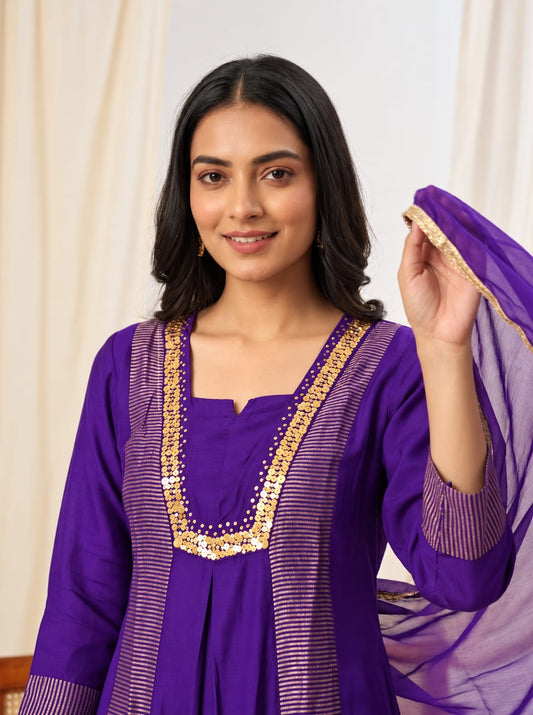 Muslin with mul lining three piece set (C818)
