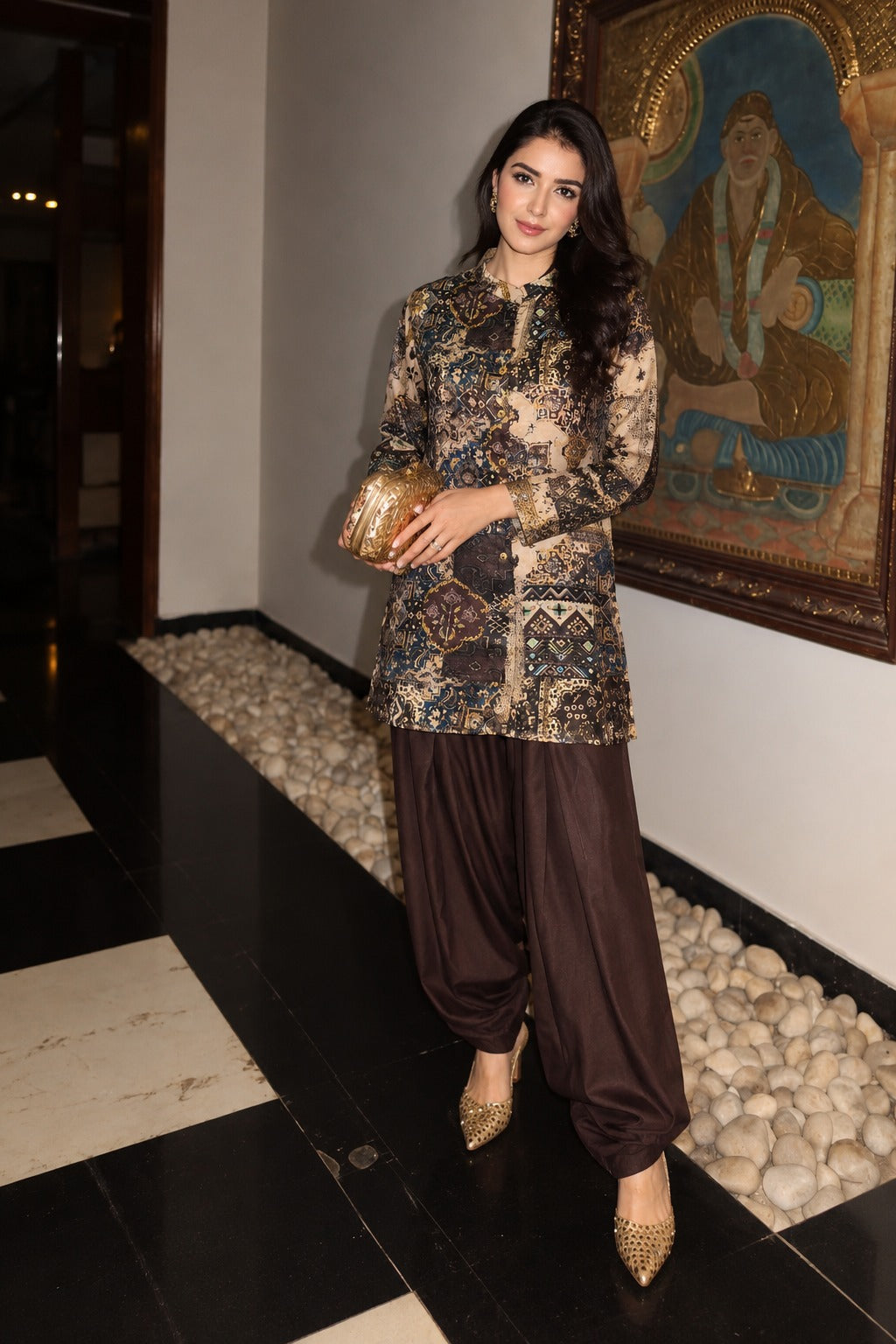 Gaji silk with haram pant stylish two piece cordset (S462)