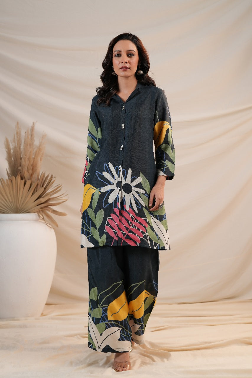 Blue russian silk two piece cordset (P1993)