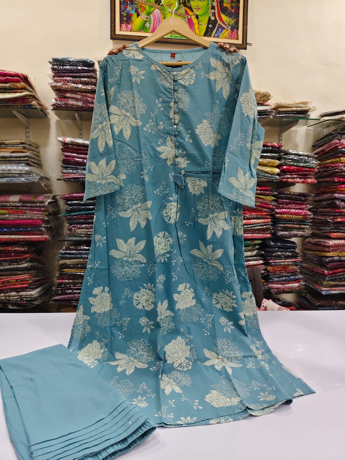 Powder blue pure cotton two piece set (P2368)