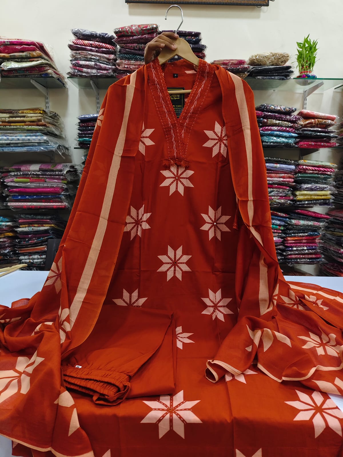 Orange pure cotton three piece set (A418)