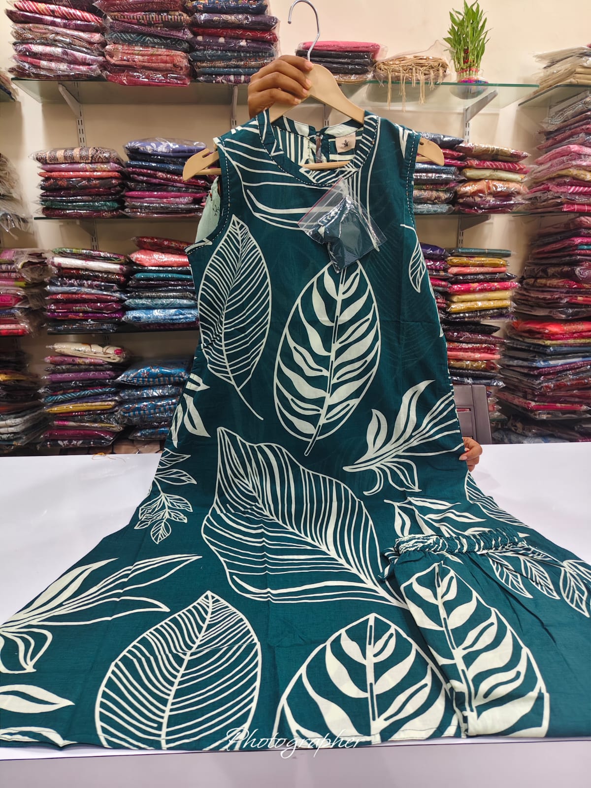 Peacock blue pure cotton two piece cordset (A368)