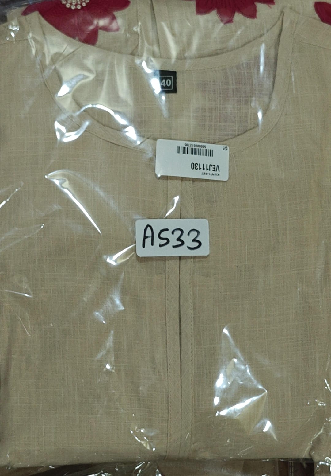 Off white cotton linen two piece cordset (A533)