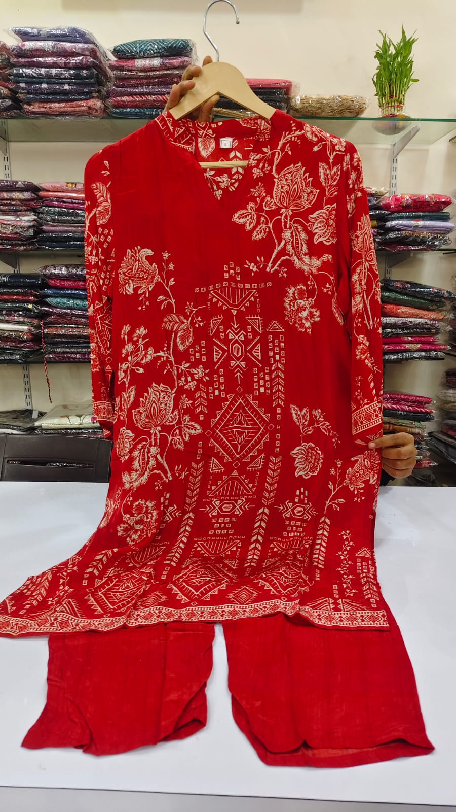 Orange pure crape digital print two piece cordset (A614)