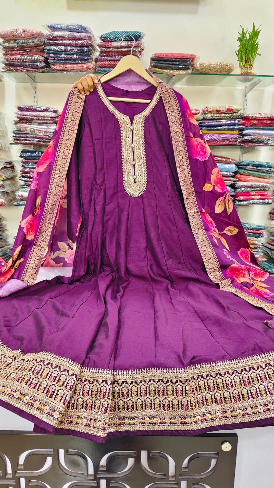 Russian silk two piece anarkali (A650)