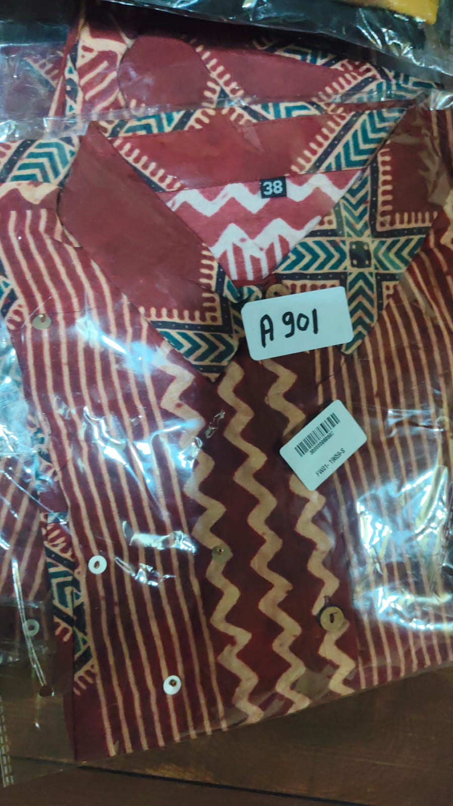 Crape ajrakh shirt (A901)