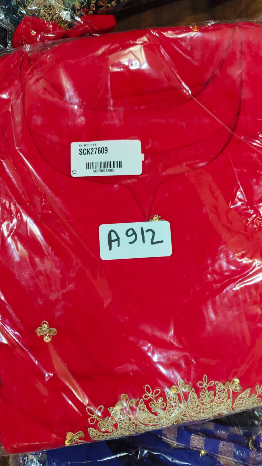 Orange mul chanderi three piece set (A912)