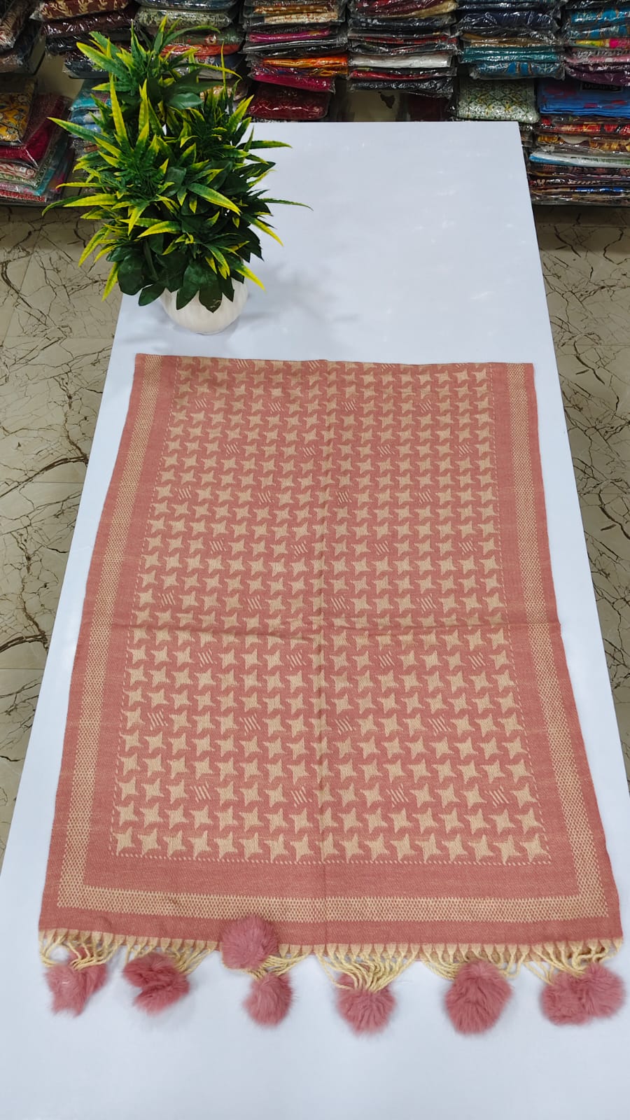 Premium super soft warm stole with pompom (Z25)