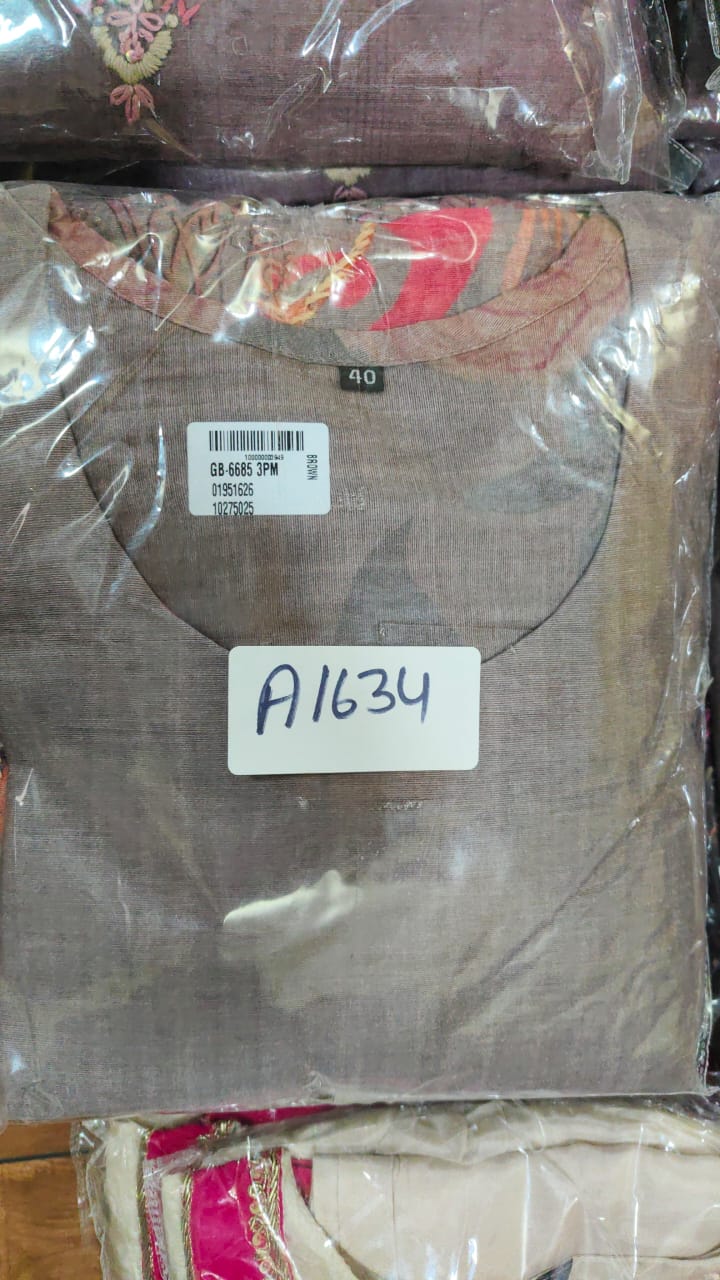 Pure chanderi with katha work three piece set (A1634)