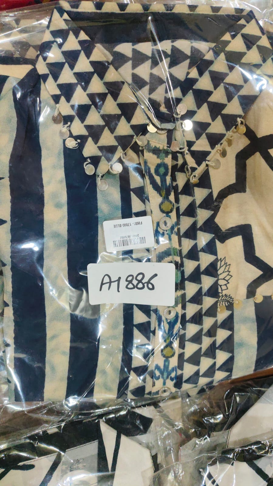 Pure Muslin Ajrakh print only shirt (A1886)