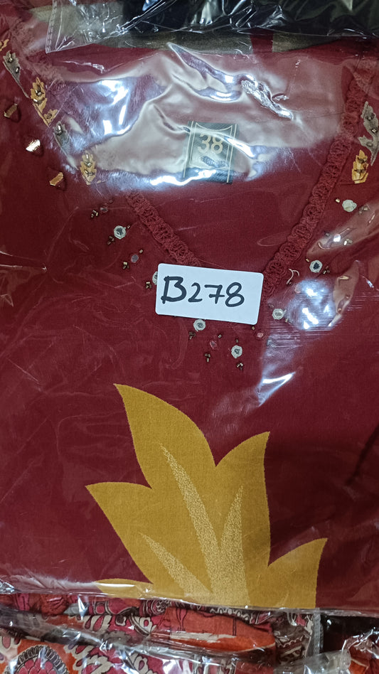 Mahroon cotton modal smart two piece cordset (B278)