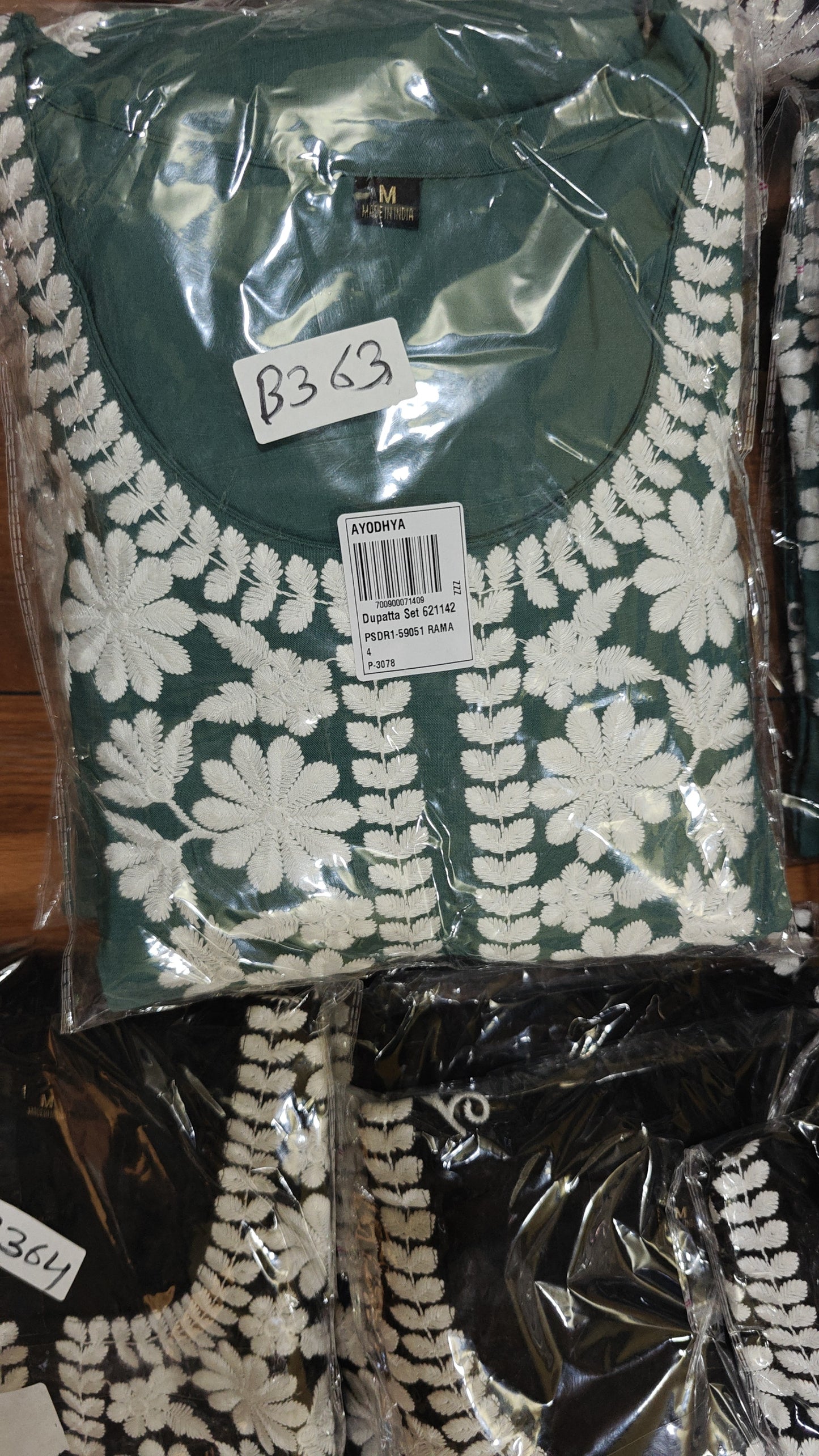 Rama chikankari pure cotton three piece set (B363)