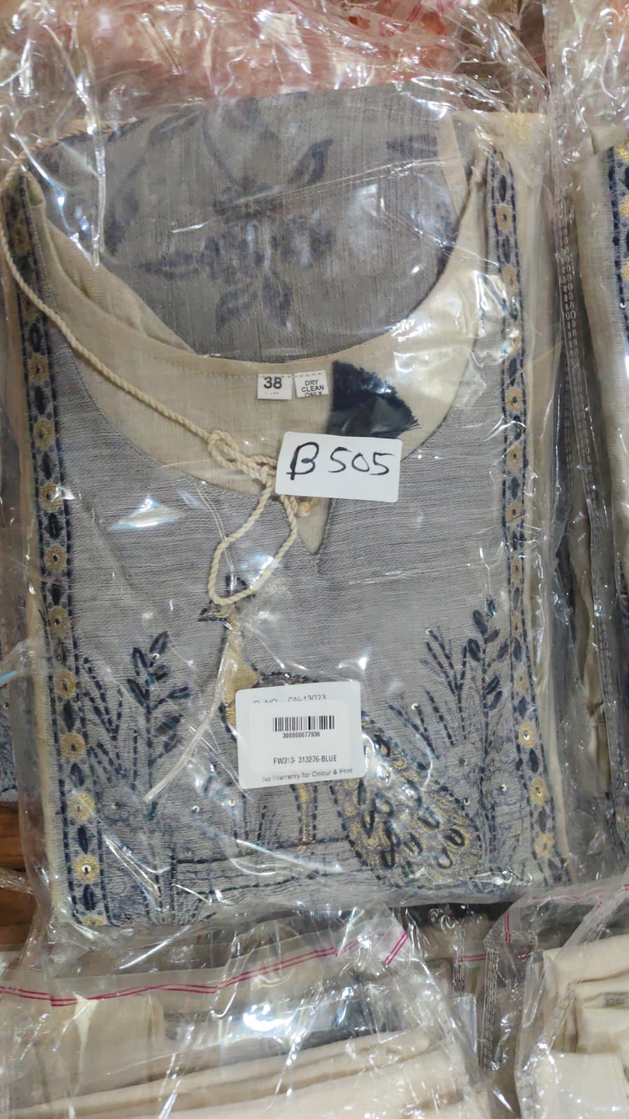 Cotton chanderi with thread work three piece set (B505)