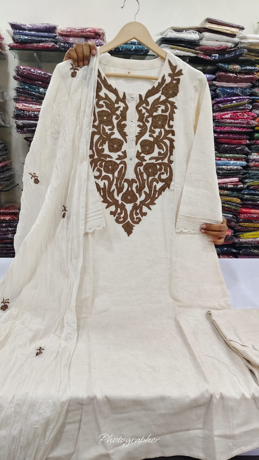 Pure cotton applique work three piece set (B764)