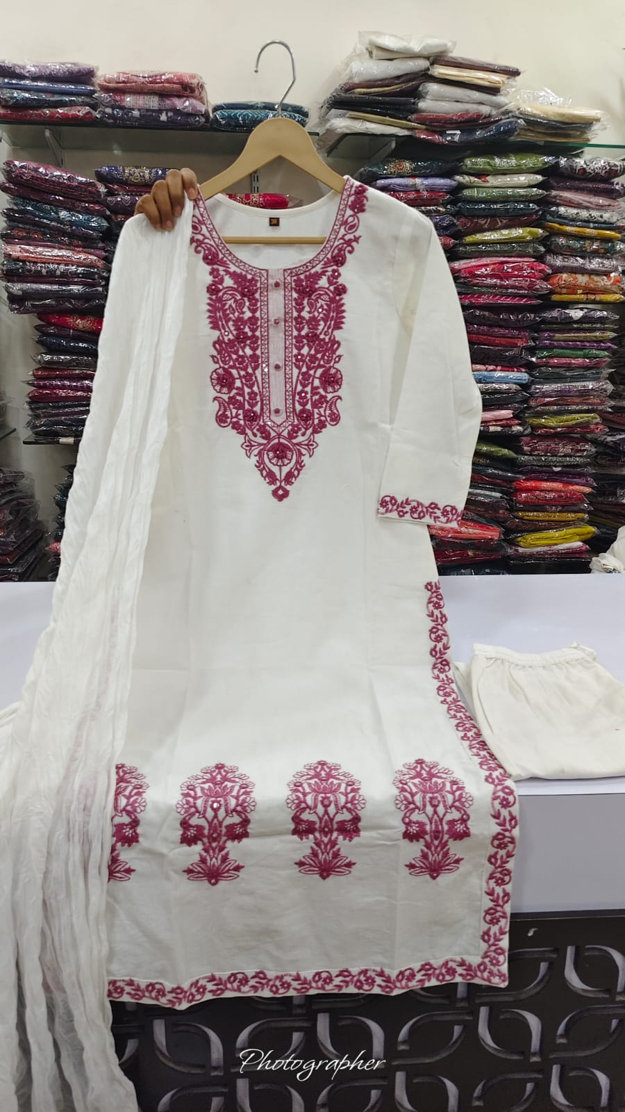 Cotton embroidered three piece set (B796)