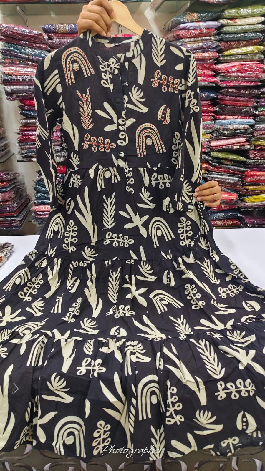 Pure cotton flared one piece dress (B810)