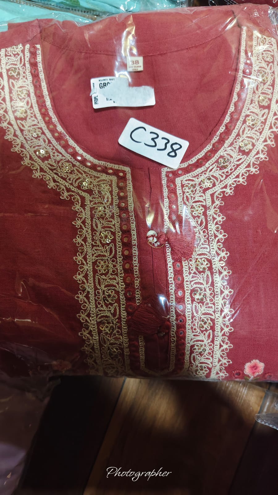 Pure cotton with embroidery three piece set (C338)