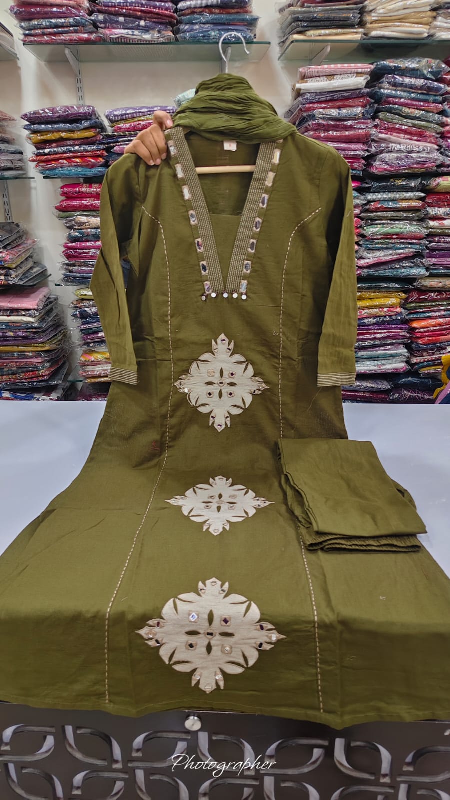 Pure cotton with applique work three piece set (C319)