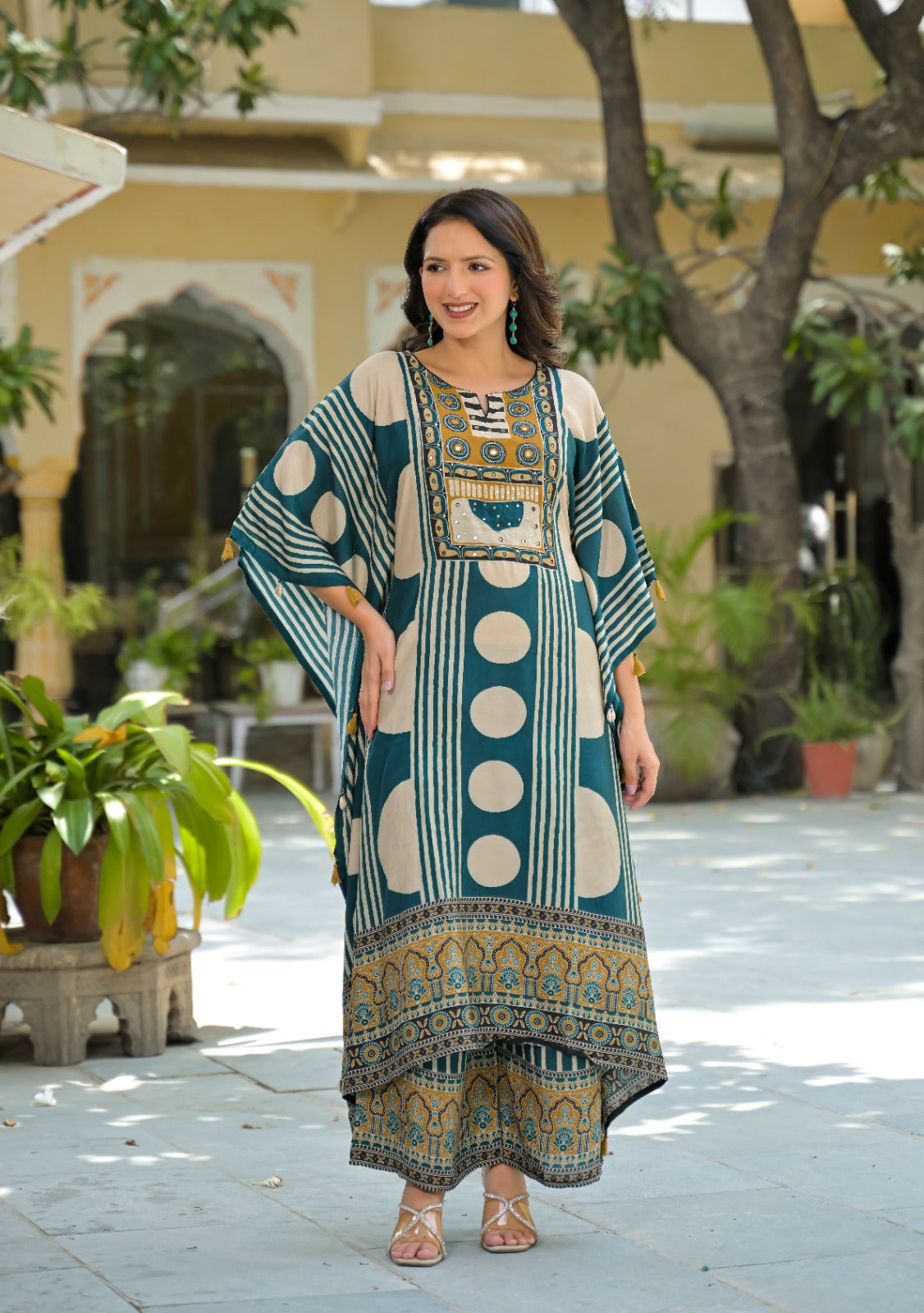 Smart crape two piece kaftan set,(C446)