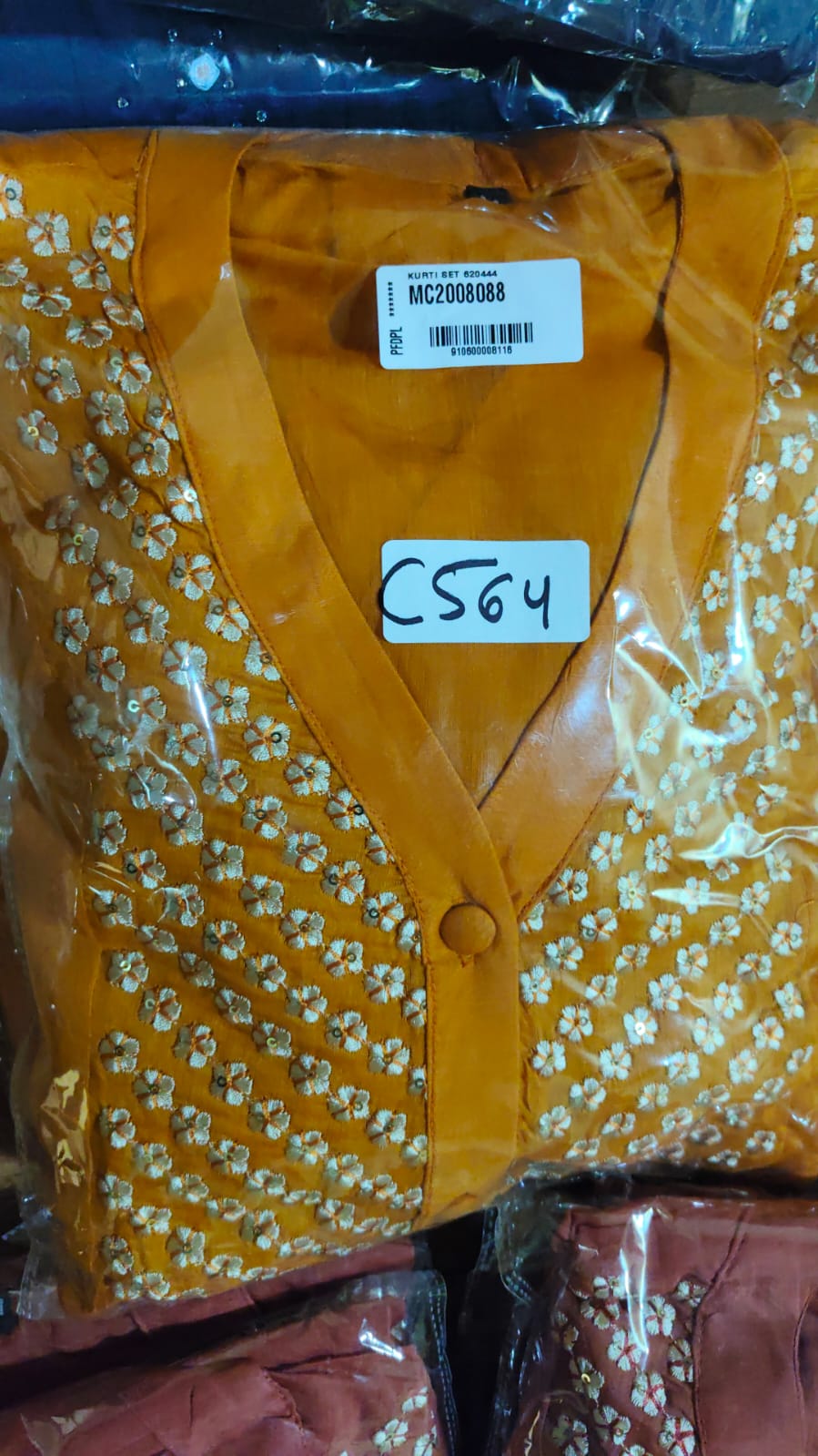 Pure banarasi mul chanderi three piece set (C564)