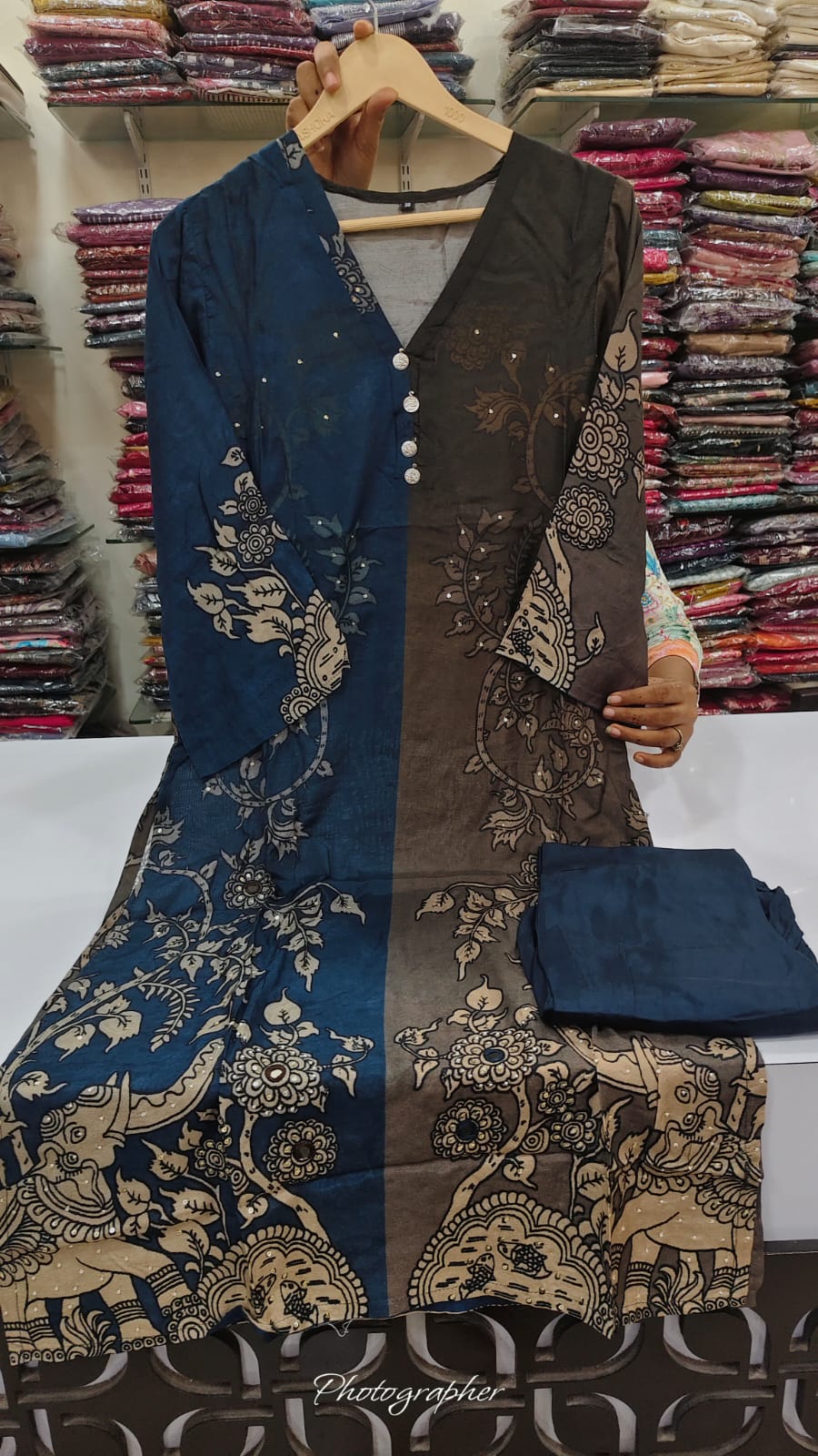 Pure mul silk kalamkari print two piece cordset (C567)