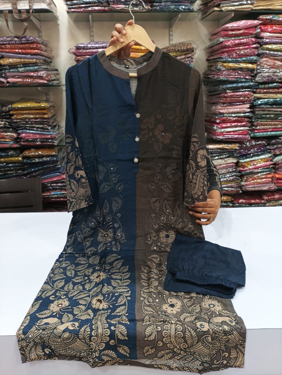 Pure muslin kalamkari print smart two piece cordset (C591)