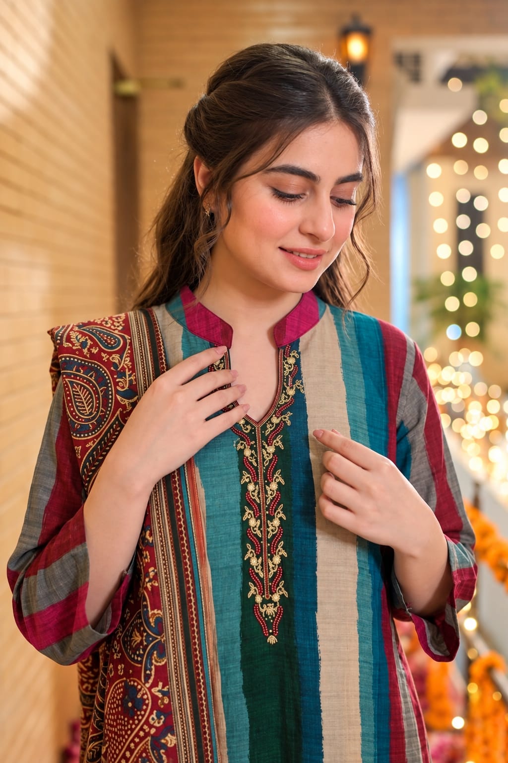 Russian silk with lining smart three piece set (S365)