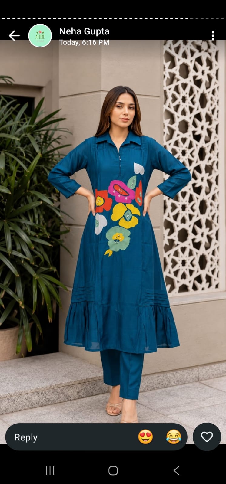 Surat mul chanderi with lining smart applique work two piece cordset (S369)