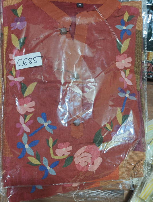 Mul cotton with lining fully embroidered smart two piece cordset (C685)