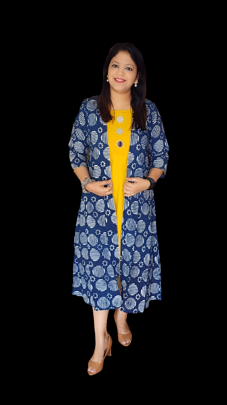 Pure cotton with separate shrug two piece dress (P2107)