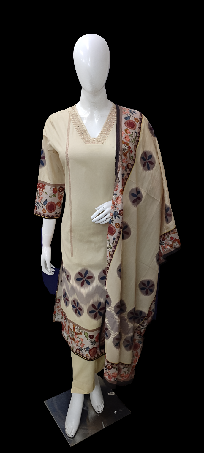 Ivory pure cotton three piece set (P2094)