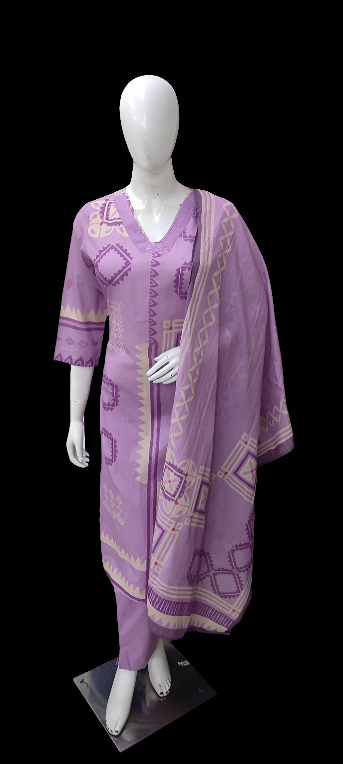 Lilac pure cotton three piece set (P2096)