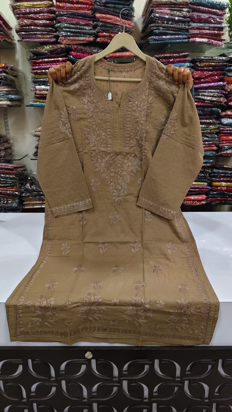 Cotton modal full chikankari only kurti (A1767)