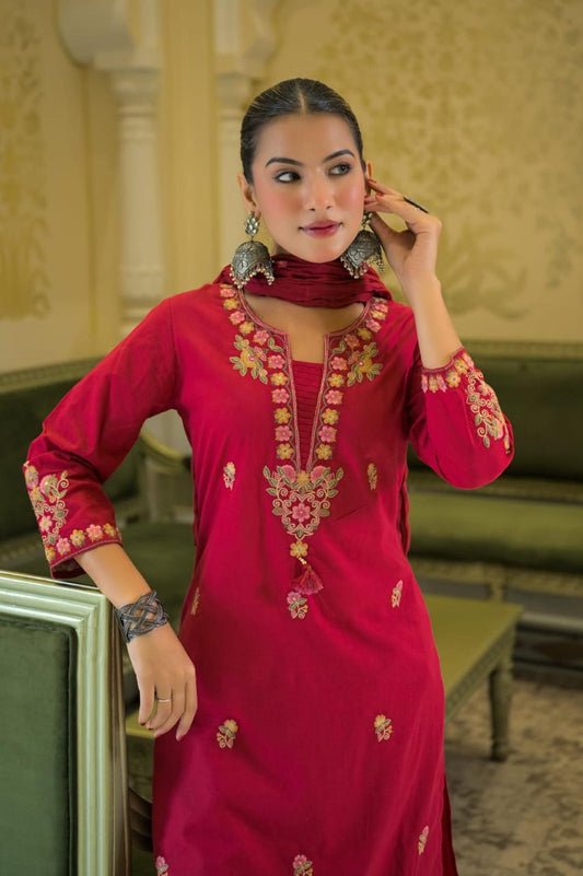 Pure cotton fully embroidered three piece set (C750)