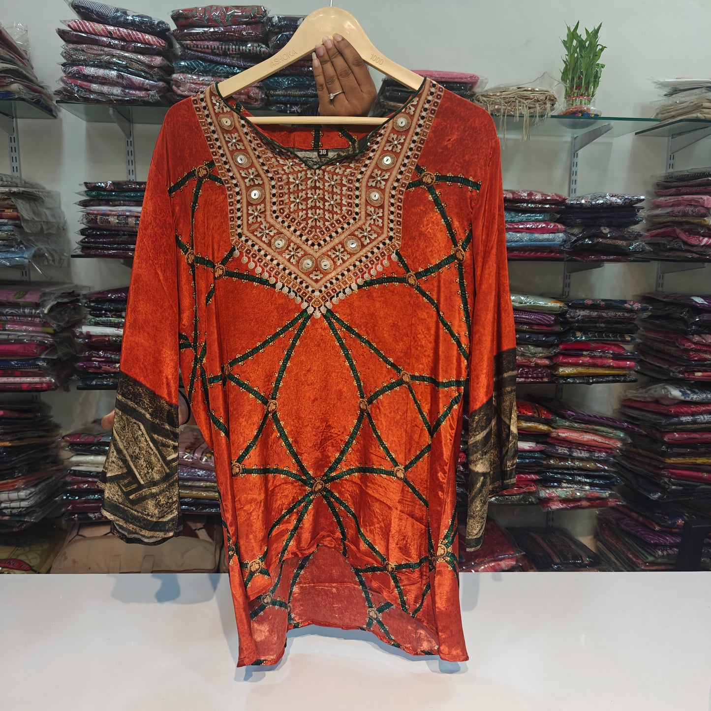 Rust pure crape Designer top (A515)
