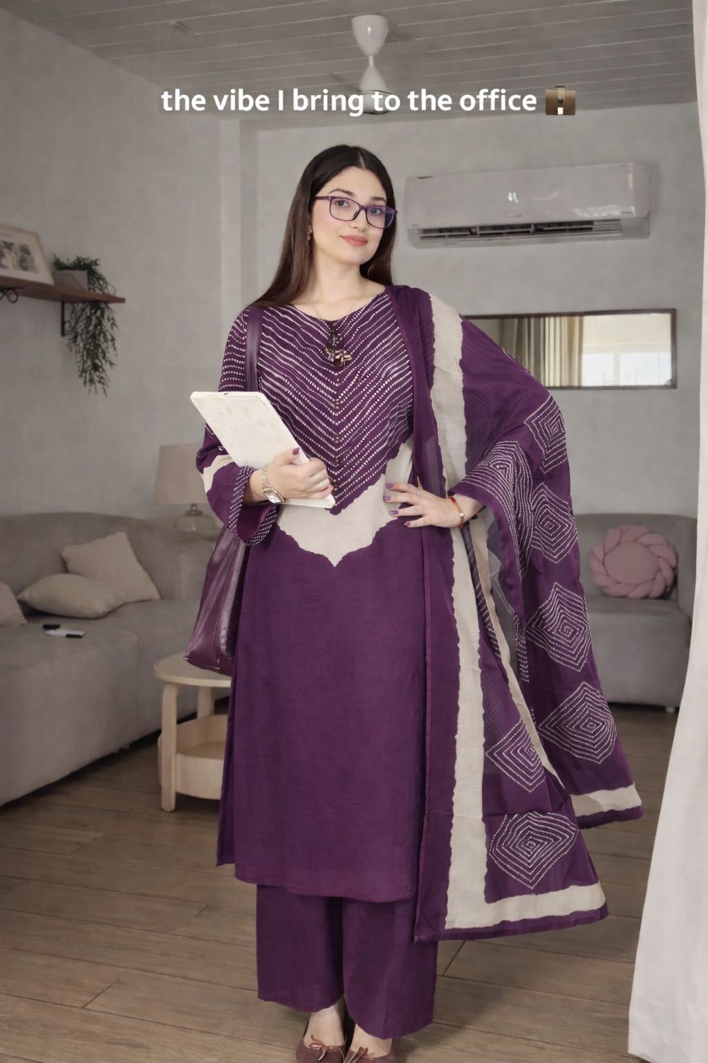 Purple pure cotton three piece set digital print (A1526)