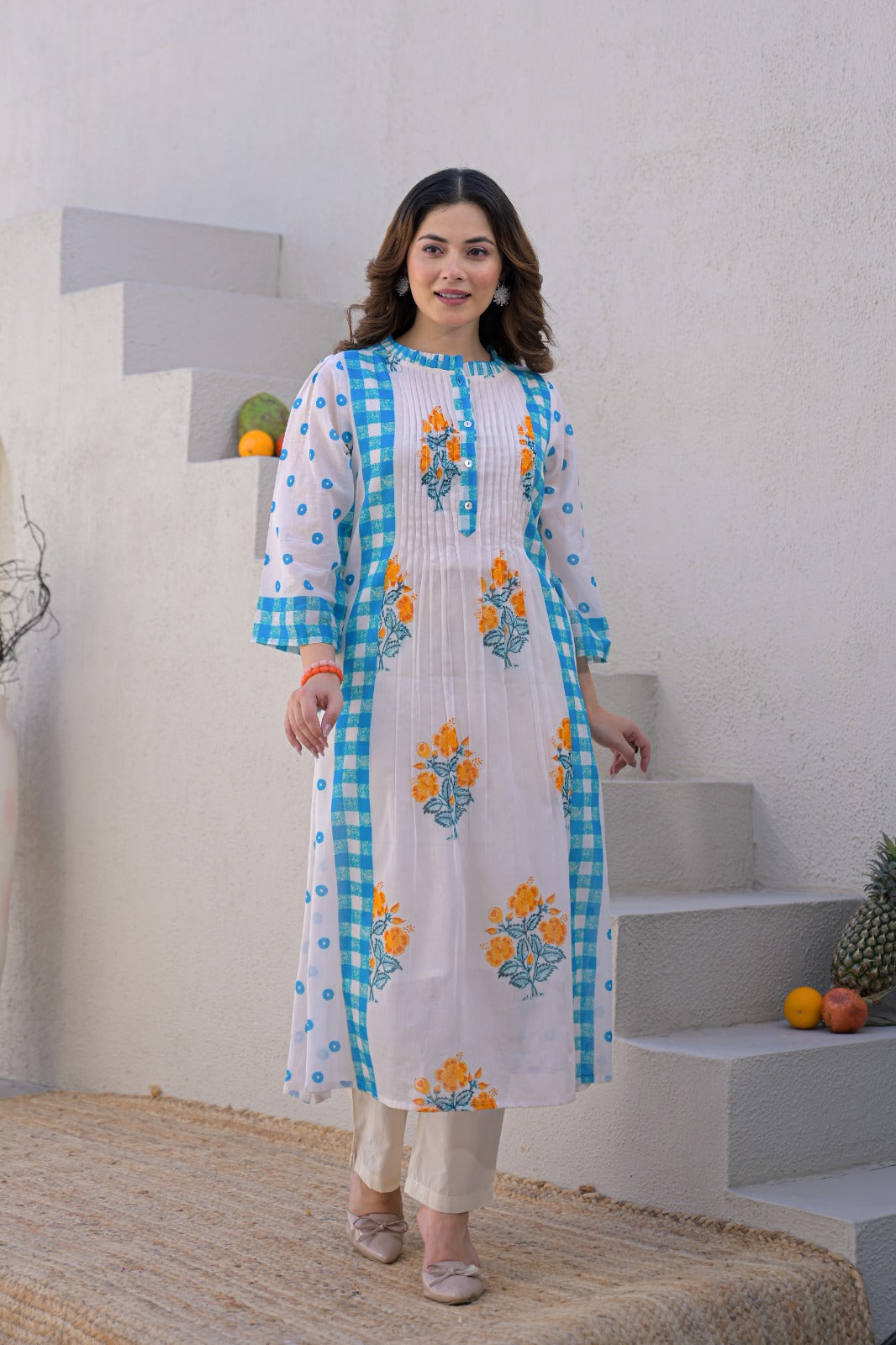 Pure mul cotton with lining very summery smart two piece set (B1037)