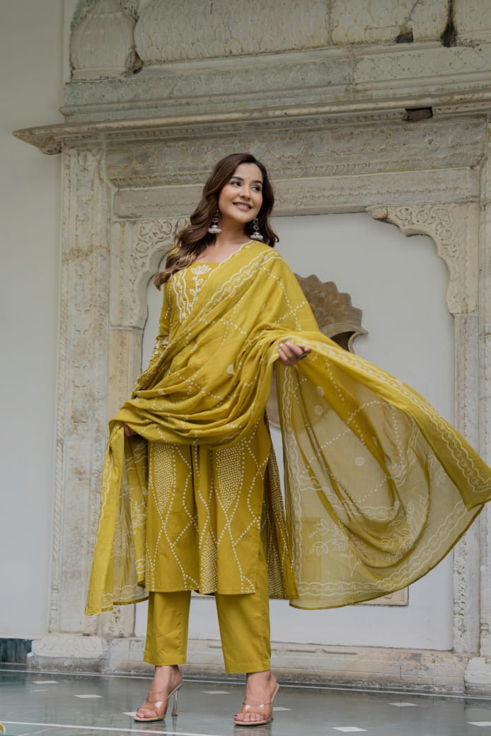 Green pure cotton three piece set (A540)