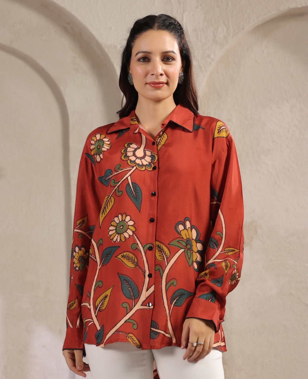 kalamkari shirt low high pattern (A959)