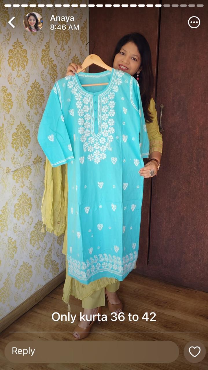 Light blue pure cotton only kurti (P1435)