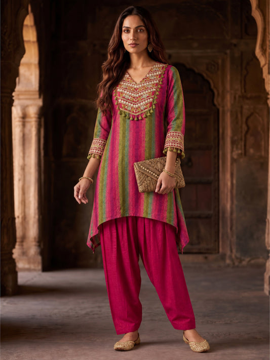 Pure muslin with heavy gota work detailing paired with farshi salwar smart two piece cordset (S361) (next week dispatch)