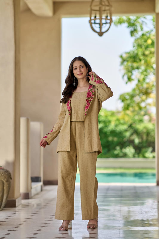 Cotton shifali fully embroidered three piece cordset (C461)