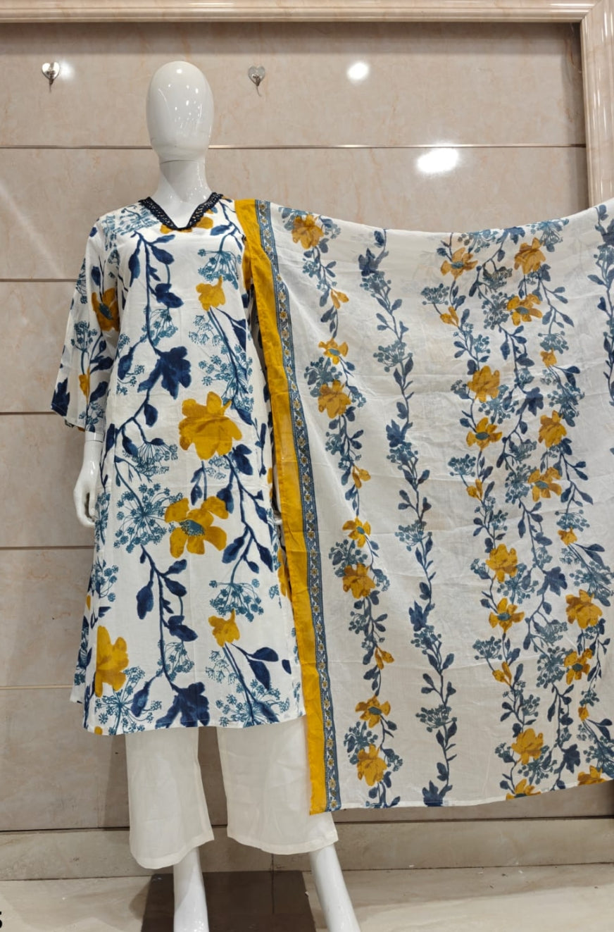 Pure cotton A line three piece set (B145)