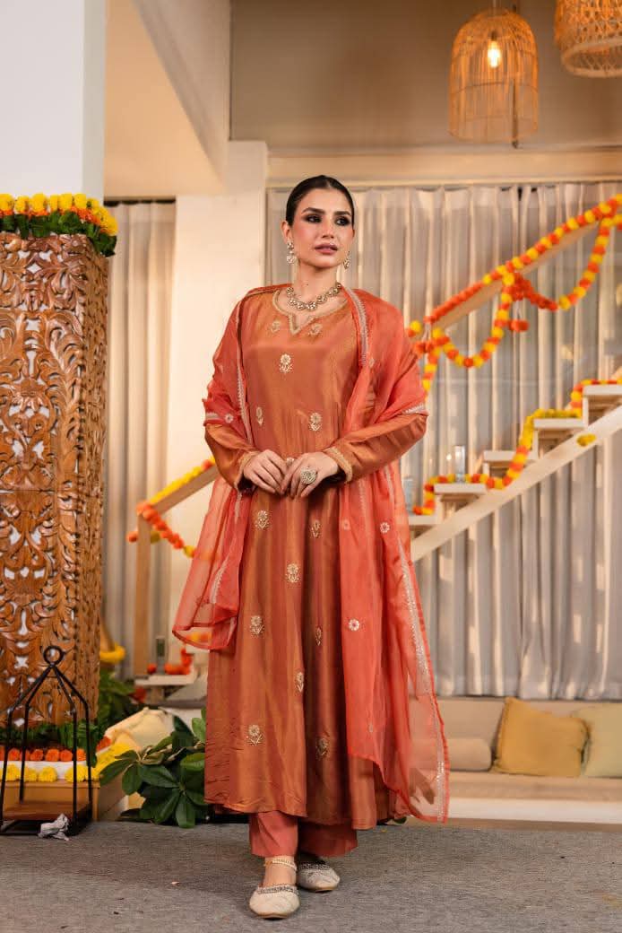 Coral peach pure tissue designer three piece set (A1139)