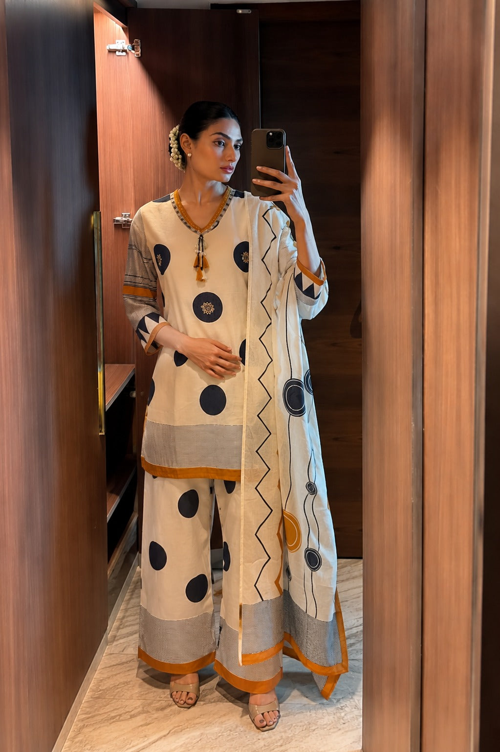 Pure cotton three piece set with farshi salwar (S225)