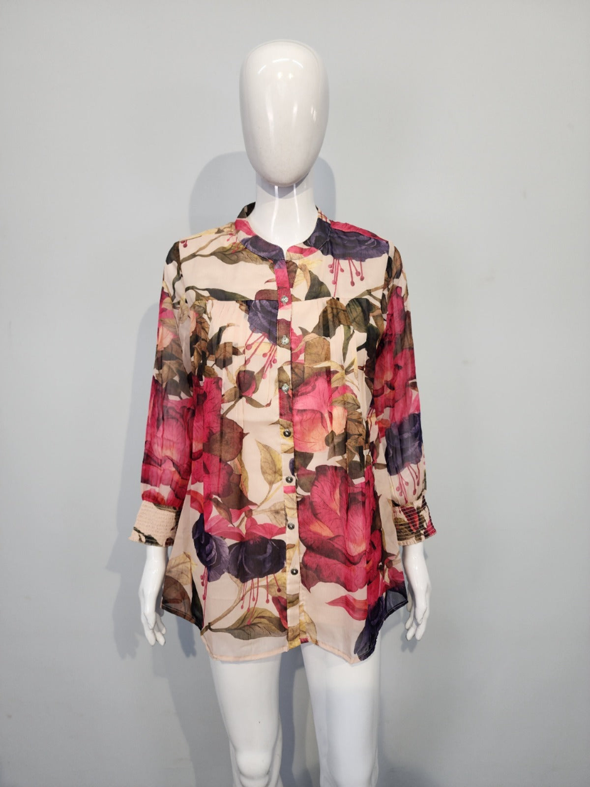 Pure chiffon with lining smart shirt style top (P2043)