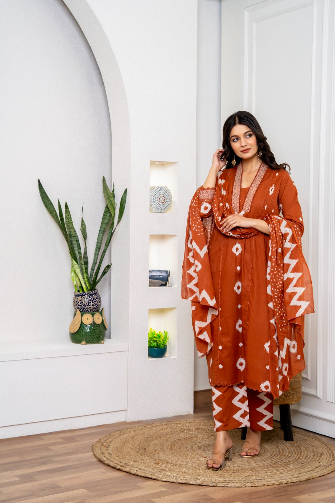 Rust pure cotton three piece set (P2104)