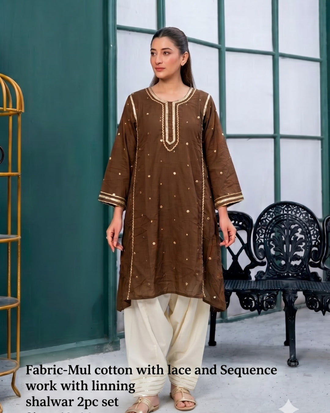 Mul cotton with lining smart two piece cordset (C532)
