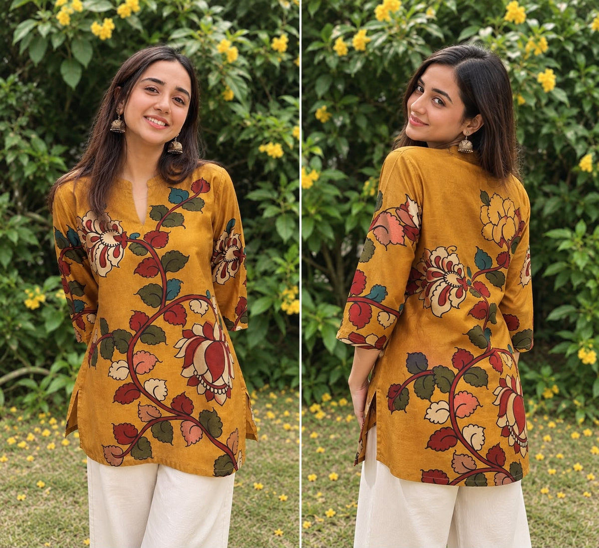 Pure muslin kalamkari print smart top (S385)