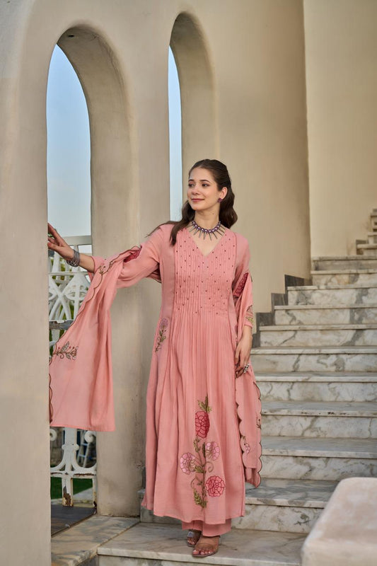 Cotton with lining fully embroidered very beautiful three piece set (S189)